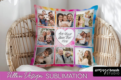 Photo Frame Pillow Sublimation - Tie Dye Pillow Cover PNG Sublimation OrangeBrushStudio 