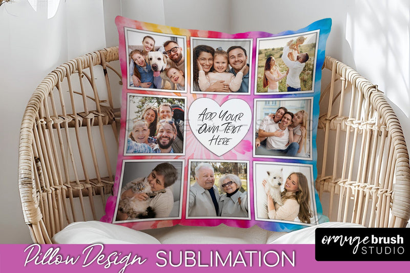 Photo Frame Pillow Sublimation - Tie Dye Pillow Cover PNG Sublimation OrangeBrushStudio 