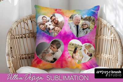 Photo Frame Pillow Sublimation - Tie Dye Pillow Cover PNG Sublimation OrangeBrushStudio 