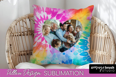 Photo Frame Pillow Sublimation - Tie Dye Pillow Cover PNG Sublimation OrangeBrushStudio 
