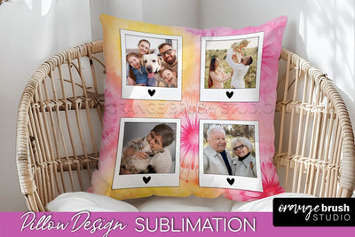 Photo Frame Pillow Sublimation - Tie Dye Pillow Cover PNG Sublimation OrangeBrushStudio 