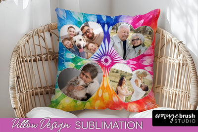 Photo Frame Pillow Sublimation - Tie Dye Pillow Cover PNG Sublimation OrangeBrushStudio 