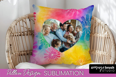 Photo Frame Pillow Sublimation - Tie Dye Pillow Cover PNG Sublimation OrangeBrushStudio 
