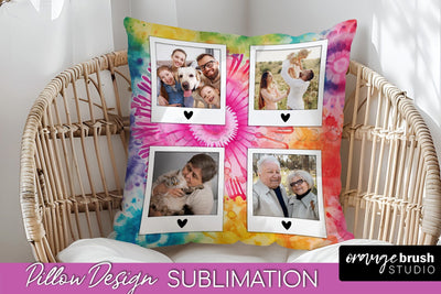 Photo Frame Pillow Sublimation - Tie Dye Pillow Cover PNG Sublimation OrangeBrushStudio 