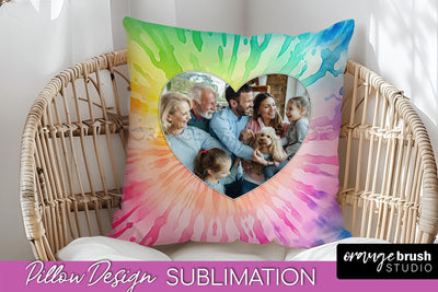 Photo Frame Pillow Sublimation - Tie Dye Pillow Cover PNG Sublimation OrangeBrushStudio 