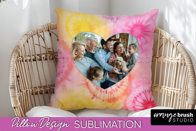 Photo Frame Pillow Sublimation - Tie Dye Pillow Cover PNG Sublimation OrangeBrushStudio 