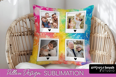 Photo Frame Pillow Sublimation - Tie Dye Pillow Cover PNG Sublimation OrangeBrushStudio 