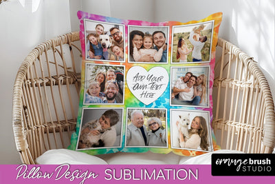 Photo Frame Pillow Sublimation - Tie Dye Pillow Cover PNG Sublimation OrangeBrushStudio 
