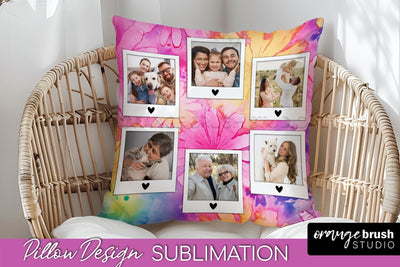 Photo Frame Pillow Sublimation - Tie Dye Pillow Cover PNG Sublimation OrangeBrushStudio 