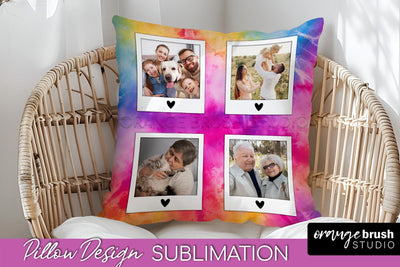 Photo Frame Pillow Sublimation - Tie Dye Pillow Cover PNG Sublimation OrangeBrushStudio 