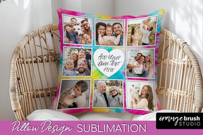 Photo Frame Pillow Sublimation - Tie Dye Pillow Cover PNG Sublimation OrangeBrushStudio 
