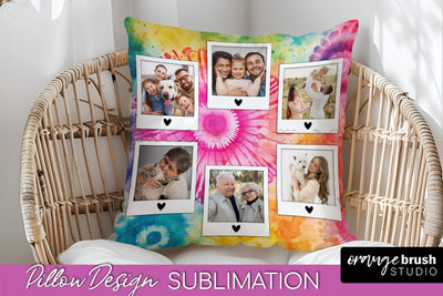 Photo Frame Pillow Sublimation - Tie Dye Pillow Cover PNG Sublimation OrangeBrushStudio 