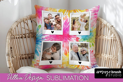 Photo Frame Pillow Sublimation - Tie Dye Pillow Cover PNG Sublimation OrangeBrushStudio 