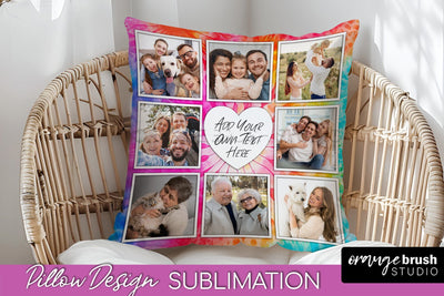 Photo Frame Pillow Sublimation - Tie Dye Pillow Cover PNG Sublimation OrangeBrushStudio 