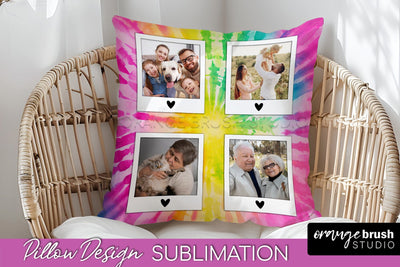 Photo Frame Pillow Sublimation - Tie Dye Pillow Cover PNG Sublimation OrangeBrushStudio 