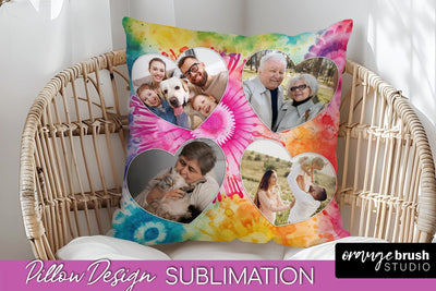 Photo Frame Pillow Sublimation - Tie Dye Pillow Cover PNG Sublimation OrangeBrushStudio 