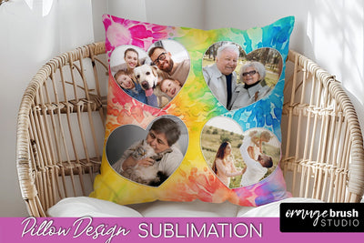 Photo Frame Pillow Sublimation - Tie Dye Pillow Cover PNG Sublimation OrangeBrushStudio 
