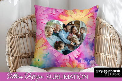 Photo Frame Pillow Sublimation - Tie Dye Pillow Cover PNG Sublimation OrangeBrushStudio 