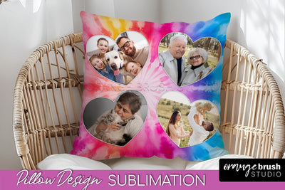 Photo Frame Pillow Sublimation - Tie Dye Pillow Cover PNG Sublimation OrangeBrushStudio 