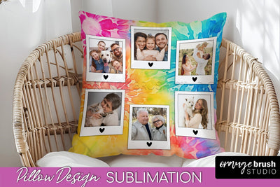 Photo Frame Pillow Sublimation - Tie Dye Pillow Cover PNG Sublimation OrangeBrushStudio 