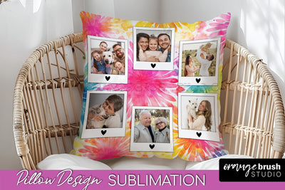 Photo Frame Pillow Sublimation - Tie Dye Pillow Cover PNG Sublimation OrangeBrushStudio 