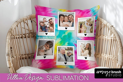 Photo Frame Pillow Sublimation - Tie Dye Pillow Cover PNG Sublimation OrangeBrushStudio 