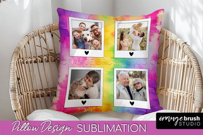 Photo Frame Pillow Sublimation - Tie Dye Pillow Cover PNG Sublimation OrangeBrushStudio 