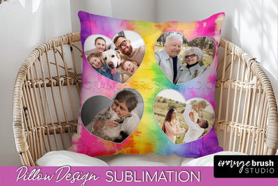 Photo Frame Pillow Sublimation - Tie Dye Pillow Cover PNG Sublimation OrangeBrushStudio 