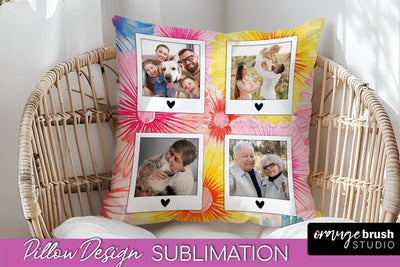Photo Frame Pillow Sublimation - Tie Dye Pillow Cover PNG Sublimation OrangeBrushStudio 