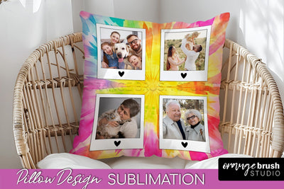 Photo Frame Pillow Sublimation - Tie Dye Pillow Cover PNG Sublimation OrangeBrushStudio 
