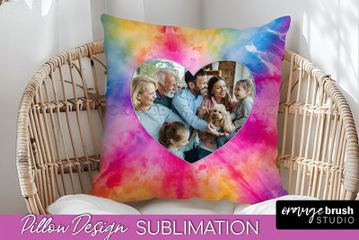 Photo Frame Pillow Sublimation - Tie Dye Pillow Cover PNG Sublimation OrangeBrushStudio 
