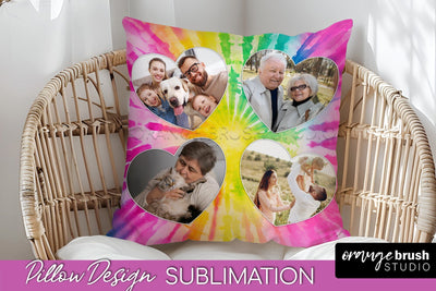Photo Frame Pillow Sublimation - Tie Dye Pillow Cover PNG Sublimation OrangeBrushStudio 