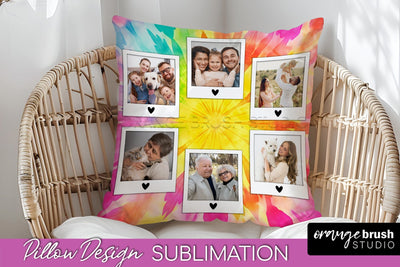Photo Frame Pillow Sublimation - Tie Dye Pillow Cover PNG Sublimation OrangeBrushStudio 