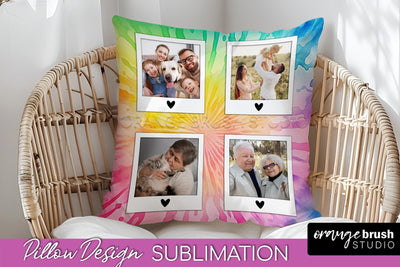 Photo Frame Pillow Sublimation - Tie Dye Pillow Cover PNG Sublimation OrangeBrushStudio 