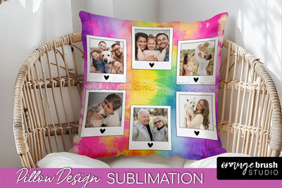 Photo Frame Pillow Sublimation - Tie Dye Pillow Cover PNG Sublimation OrangeBrushStudio 