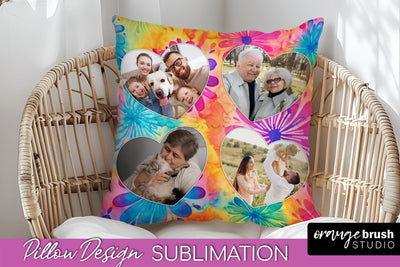 Photo Frame Pillow Sublimation - Tie Dye Pillow Cover PNG Sublimation OrangeBrushStudio 
