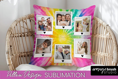 Photo Frame Pillow Sublimation - Tie Dye Pillow Cover PNG Sublimation OrangeBrushStudio 
