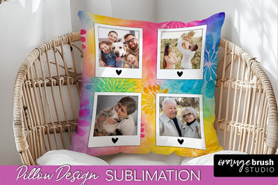 Photo Frame Pillow Sublimation - Tie Dye Pillow Cover PNG Sublimation OrangeBrushStudio 
