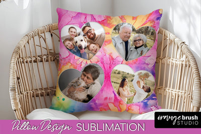 Photo Frame Pillow Sublimation - Tie Dye Pillow Cover PNG Sublimation OrangeBrushStudio 
