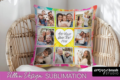 Photo Frame Pillow Sublimation - Tie Dye Pillow Cover PNG Sublimation OrangeBrushStudio 