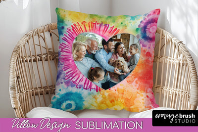 Photo Frame Pillow Sublimation - Tie Dye Pillow Cover PNG Sublimation OrangeBrushStudio 