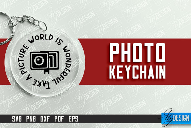 Photo Keychain Design | Round Keychain Design | Photo Camera SVG Fly Design 