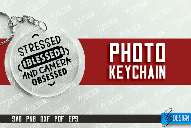 Photo Keychain Design | Round Keychain Design | Photo Camera SVG Fly Design 