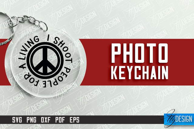 Photo Keychain Design | Round Keychain Design | Photo Camera SVG Fly Design 
