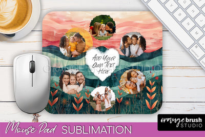 Photo Mouse Pad Sublimation, Boho Mouse Pad Picture Frame Sublimation OrangeBrushStudio 