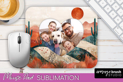 Photo Mouse Pad Sublimation, Boho Mouse Pad Picture Frame Sublimation OrangeBrushStudio 