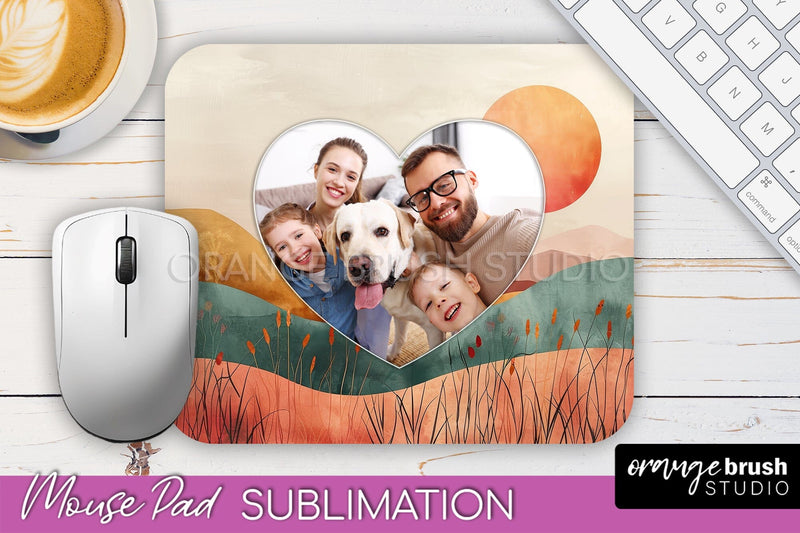 Photo Mouse Pad Sublimation, Boho Mouse Pad Picture Frame Sublimation OrangeBrushStudio 