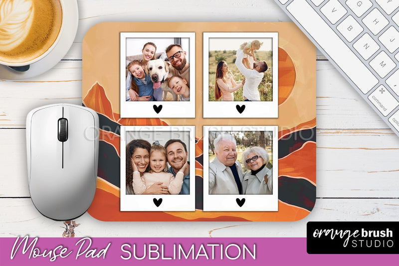 Photo Mouse Pad Sublimation, Boho Mouse Pad Picture Frame Sublimation OrangeBrushStudio 