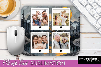 Photo Mouse Pad Sublimation, Boho Mouse Pad Picture Frame Sublimation OrangeBrushStudio 