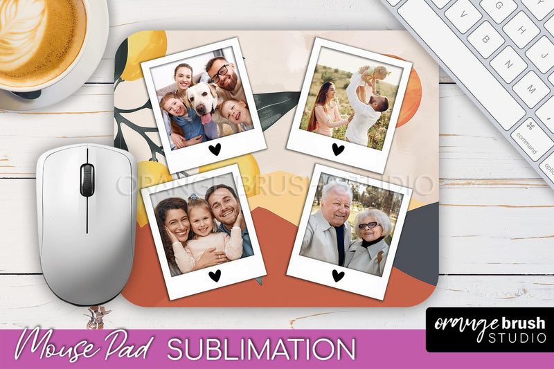 Photo Mouse Pad Sublimation, Boho Mouse Pad Picture Frame Sublimation OrangeBrushStudio 